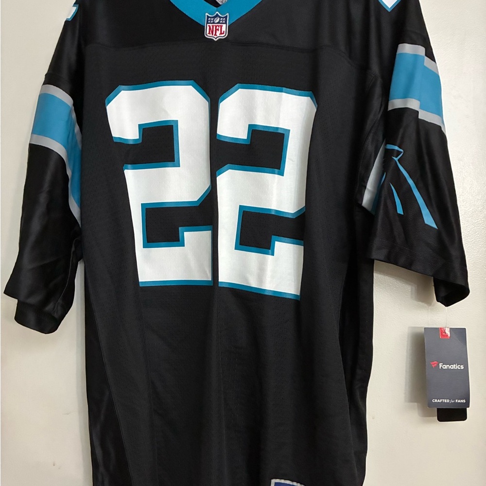 NWT #22 Christian McCaffrey Men’s Carolina Panthers Black and Teal Jersey XL